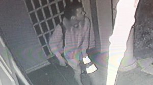 A man suspected of ransacking a Beverly Hills synagogue is seen on surveillance video on Dec. 14, 2019. (Credit: Beverly Hills police)