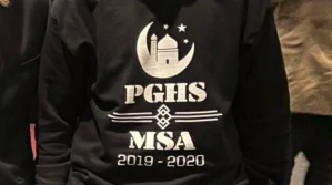 A Muslim Student Association shirt that a student was wearing when she was allegedly attacked at Pleasant Grove High School. (Credit: KTXL)