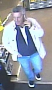 The suspect in a large shrimp heist is seen in a Dec. 4, 2019, surveillance image released Dec. 17, 2019, by the Riverside Police Department.