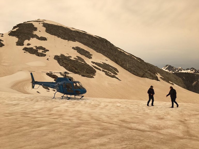 A photo taken Jan. 1, 2020, shows the Fox and Franz Josef glaciers in New Zealand, which have turned brown as a result of Australian bushfire smoke and ash. (Courtesy Rey via CNN)