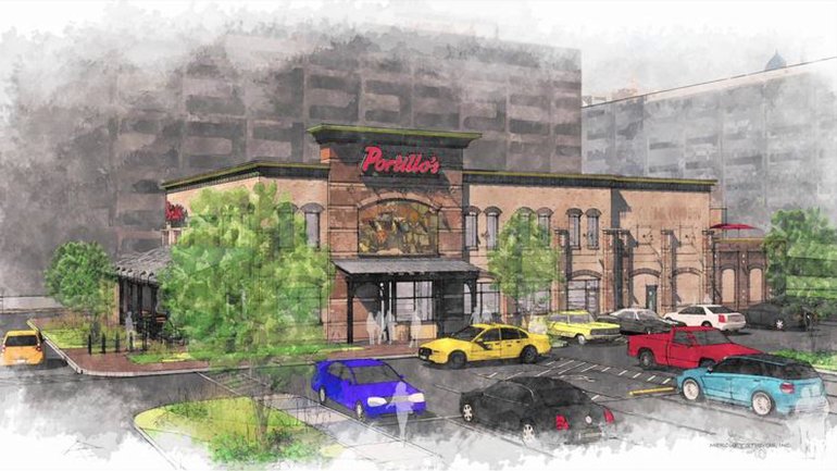 A drawing of the Portillo's restaurant planned for 520 W. Taylor St.