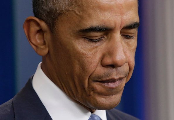 US President Barack Obama makes a statement at the White House in Washington about police officers deadly shooting in Baton Rouge on July 17, 2016. Obama condemned as "cowardly" a shooting that killed three police officers and wounded three more in the Louisiana capital of Baton Rouge on Sunday. (YURI GRIPAS/AFP/Getty Images)