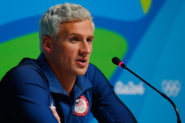 Ryan Lochte of the United States attends a press conference in the Main Press Centre on Day 7 of the Rio Olympics on August 12, 2016 in Rio de Janeiro, Brazil. (Getty Images.)