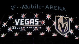 LAS VEGAS, NV - NOVEMBER 22: The team name and logo for the Vegas Golden Knights are displayed on T-Mobile Arena's video mesh wall after the Vegas Golden Knights was announced as the name for the Las Vegas NHL franchise at T-Mobile Arena on November 22, 2016 in Las Vegas, Nevada. The team will begin play in the 2017-18 season. (Photo by Ethan Miller/Getty Images)