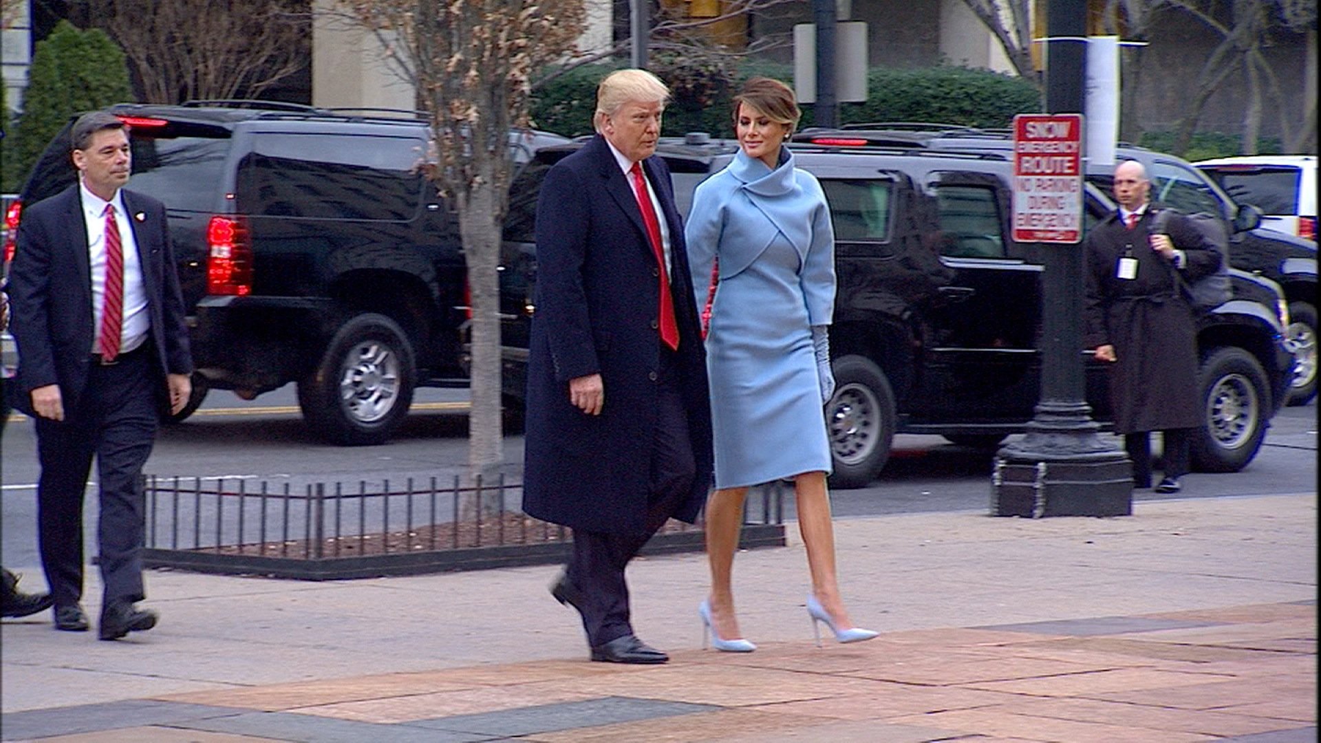 Donald Trump and Melania attending church service. Trump began a day of ceremony Friday morning by attending a traditional inauguration day service at Saint John's Church, across Lafayette Square from the White House.