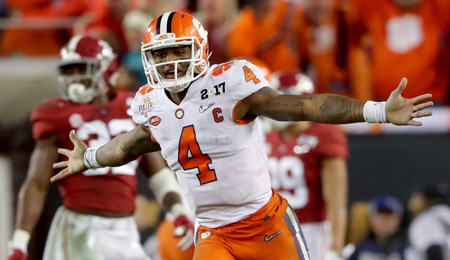 DeShaun Watson celebrating at the National Championship Game. (Photo by Streeter Lecka/Getty Images)