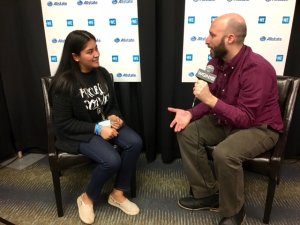 Justin Kaufmann and WE Day Youth Spokesperson Daisy Garcia
