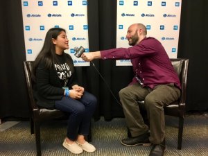 Justin Kaufmann and WE Day Youth Spokesperson Daisy Garcia