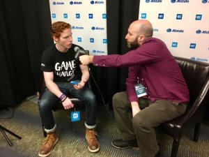 Justin Kaufmann and WE Day Youth Spokesperson Griffen Saul