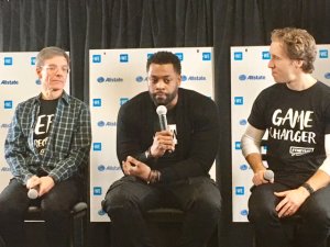 Allstate Chairman and CEO Tom Wilson, Chicago PD's LaRoyce Hawkins and WE Day Co-Founder Craig Kielburger
