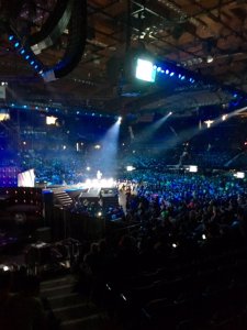 Allstate Chairman and CEO Tim Wilson Speaks to the massive crowd at WE Day Illinois.