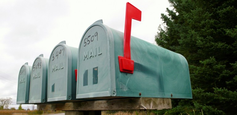 Four rural mailboxes.