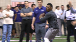 Trevone Boykin throws at TCU's Pro Day on Thursday.