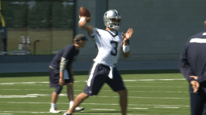 QB Mark Sanchez had his first practice as a Cowboy, just two days after being cut by the Denver Broncos.