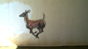 The running doe painted in the tunnel beneath Bear Creek Parkway in Keller.